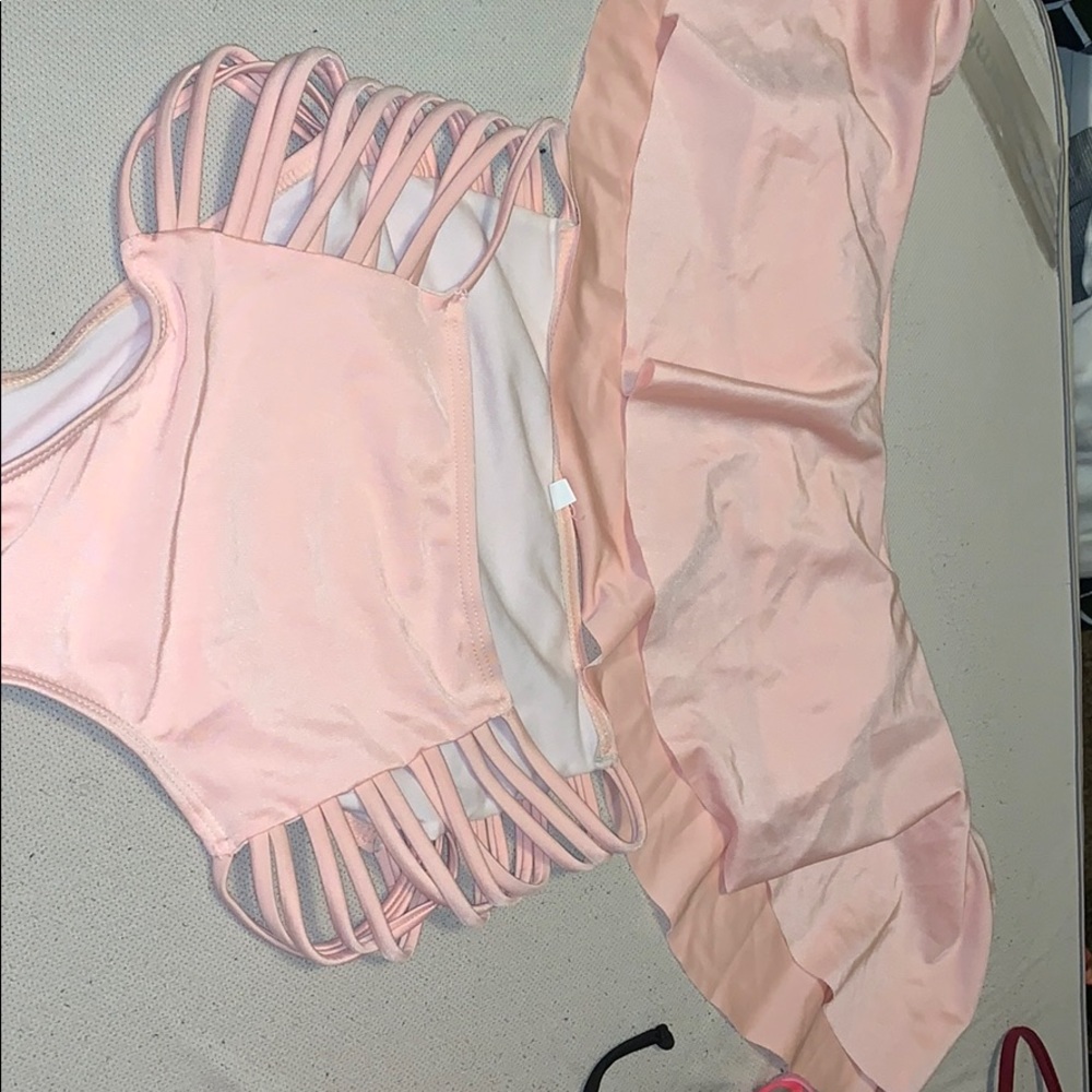 Off the shoulder high waisted swimsuit